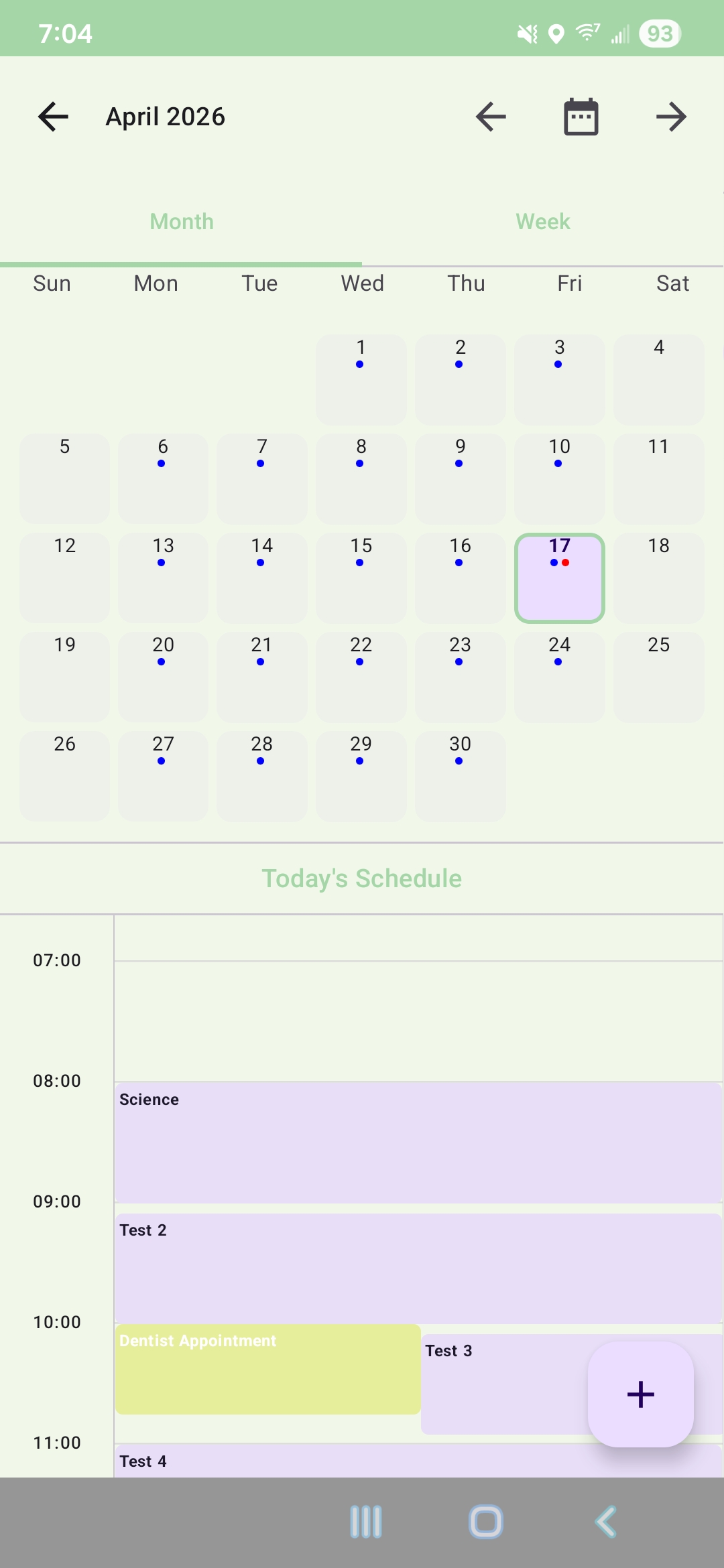 It's My Day calendar screen