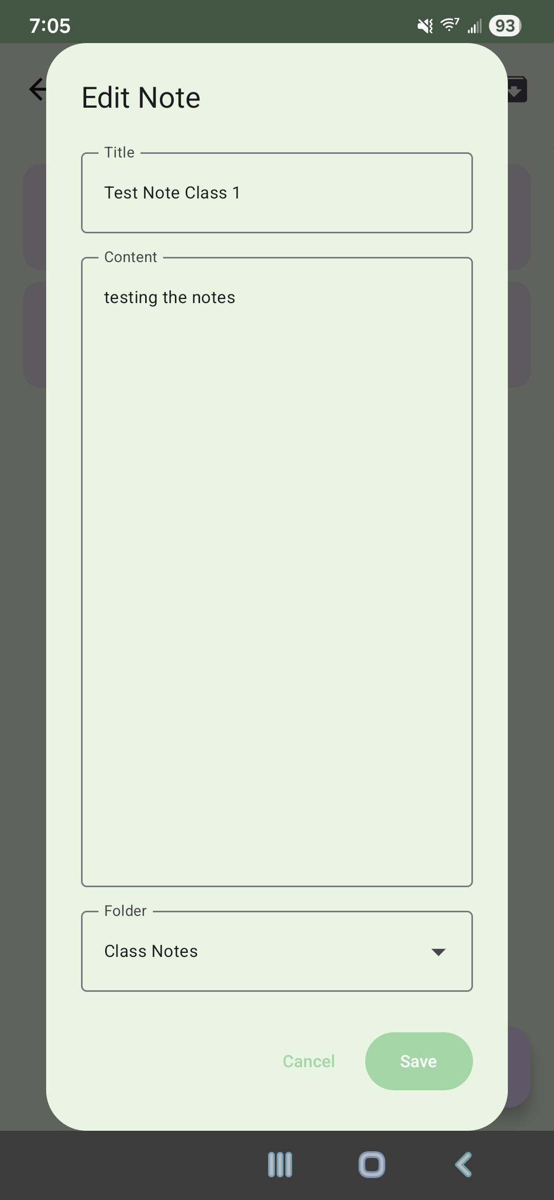 It's My Day notes screen